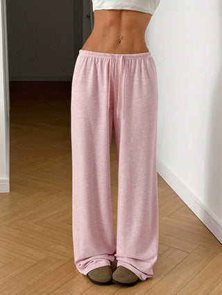 Relaxed Drawstring Wide Leg Trousers in Pink — VerolynBoutique