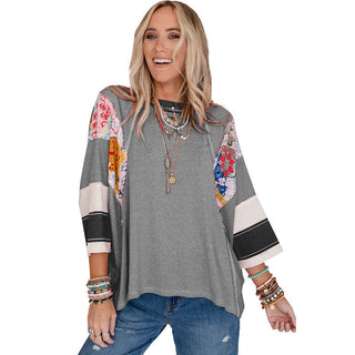 Patchwork Sleeve Batwing Top in Black — VerolynBoutique