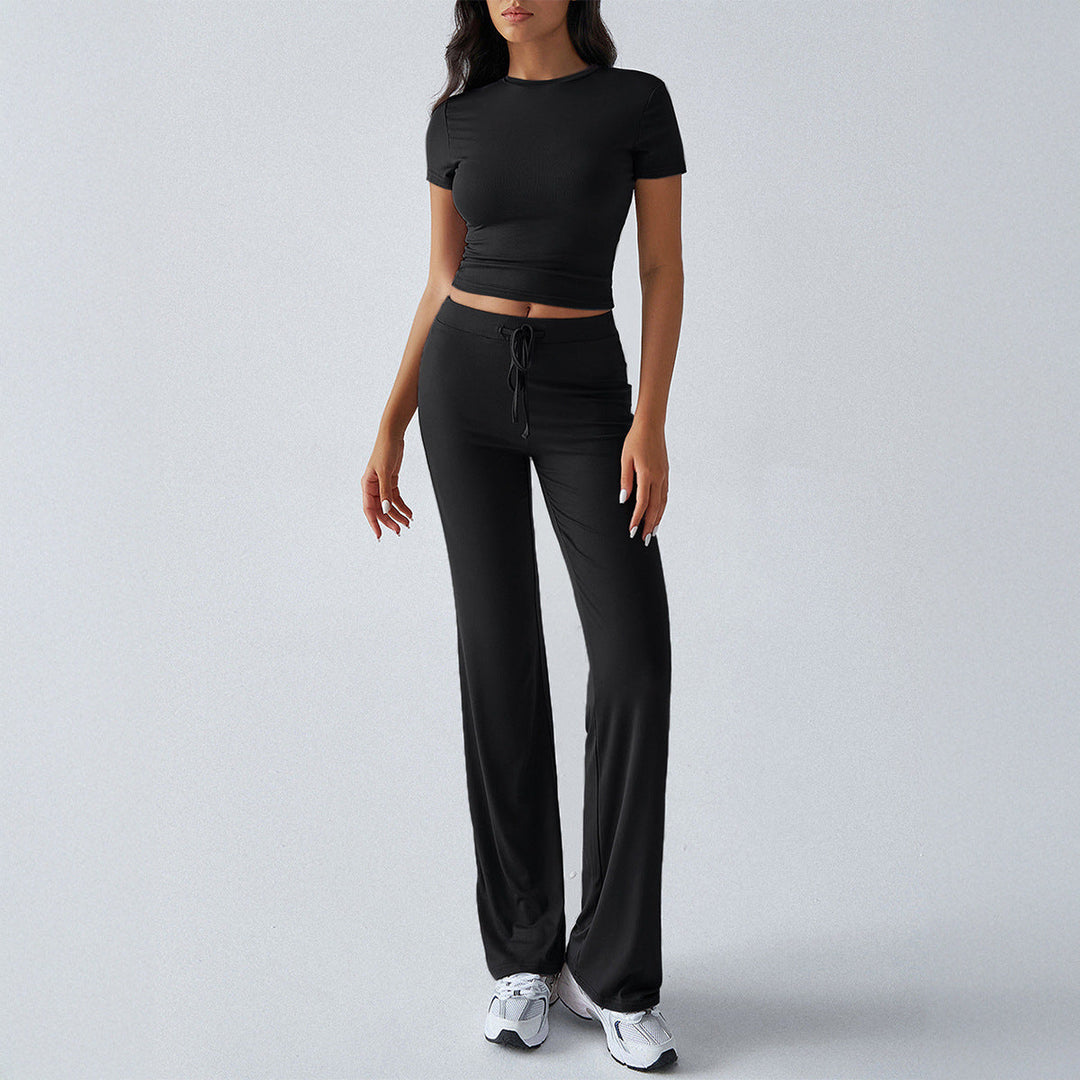 Crop Tee Drawstring Jogger Set in Black — VerolynBoutique
