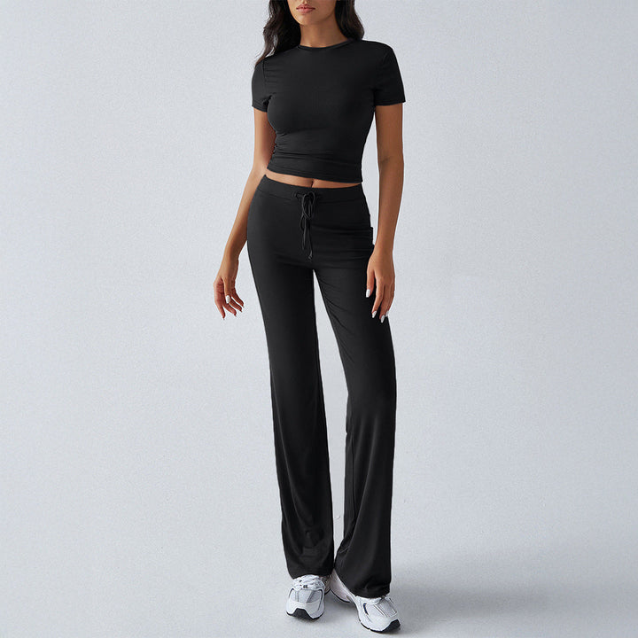 Crop Tee Drawstring Jogger Set in Black — VerolynBoutique