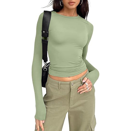 Fitted Crew Neck Top in Mint — VerolynBoutique