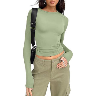 Fitted Crew Neck Top in Mint — VerolynBoutique