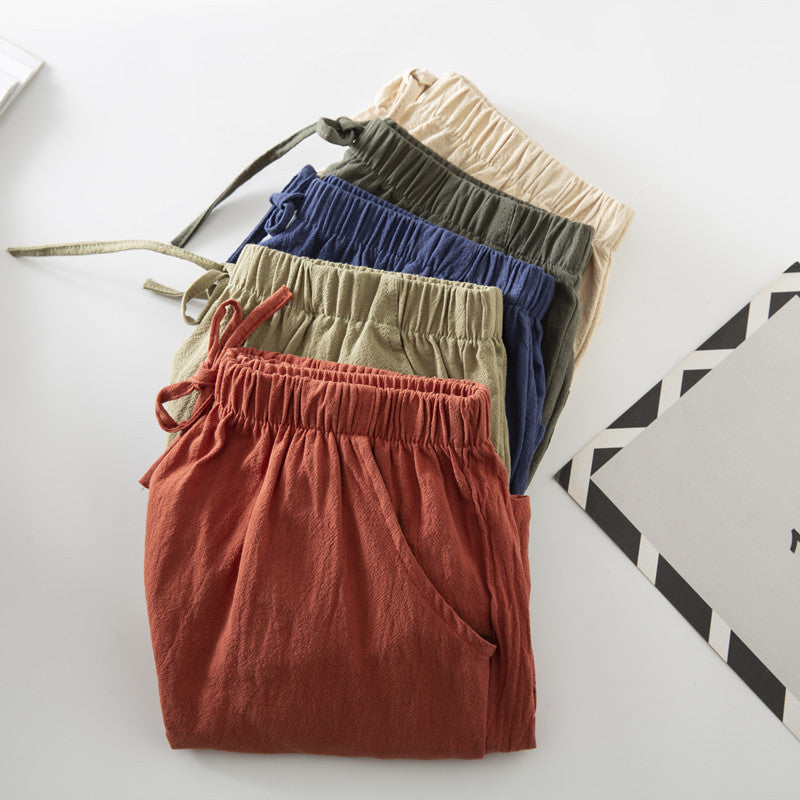 Relaxed Drawstring Cotton Shorts in Khaki — VerolynBoutique