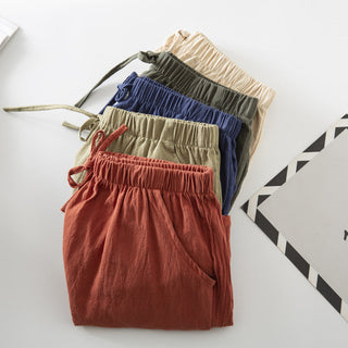 Relaxed Drawstring Cotton Shorts in Khaki — VerolynBoutique