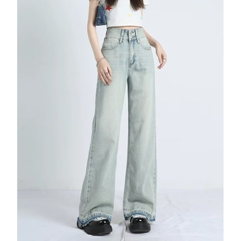 Frayed Hem Loose Fit Jeans in Light Denim — VerolynBoutique