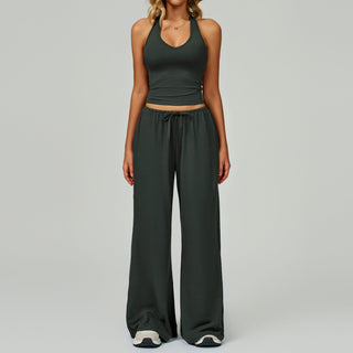 Crop Tank Wide-Leg Trouser Set in Ash — VerolynBoutique