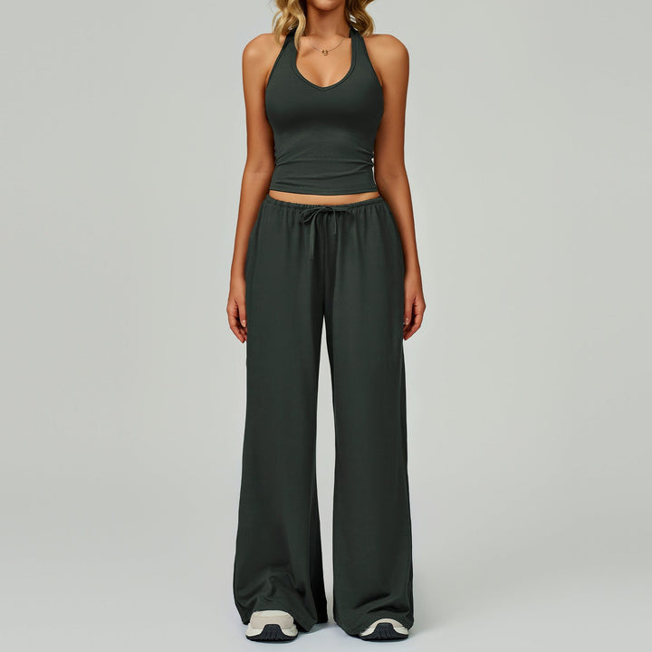Crop Tank Wide-Leg Trouser Set in Ash — VerolynBoutique