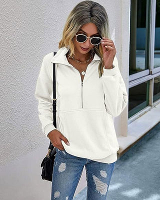 Verolyn - Lapel Zip-Up Sweatshirt