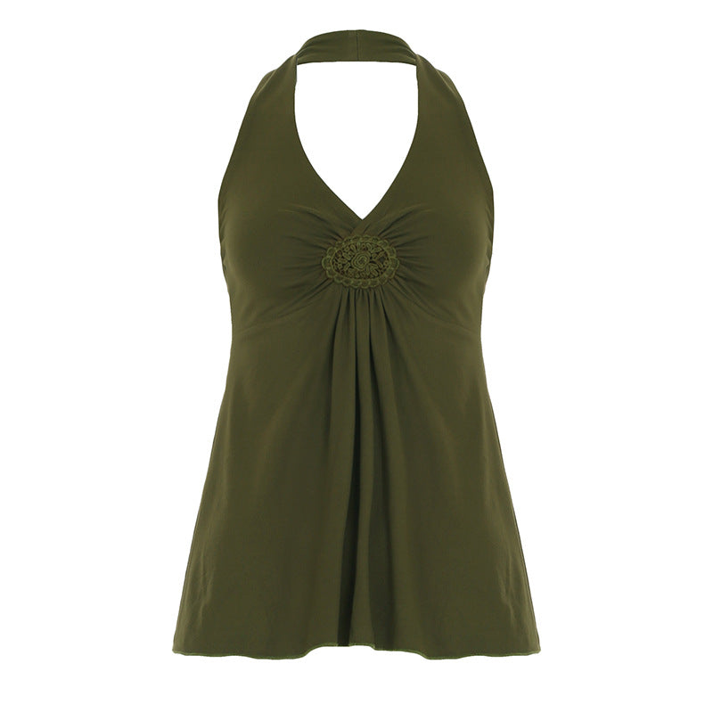 Basic Halter Neck Tank Top in Green — VerolynBoutique