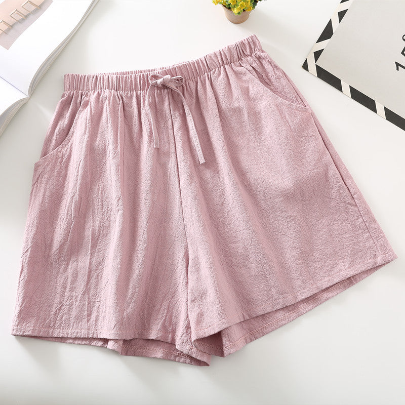 Relaxed Drawstring Cotton Shorts in Dusty Pink — VerolynBoutique