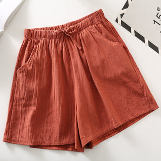 Relaxed Drawstring Cotton Shorts in Red — VerolynBoutique