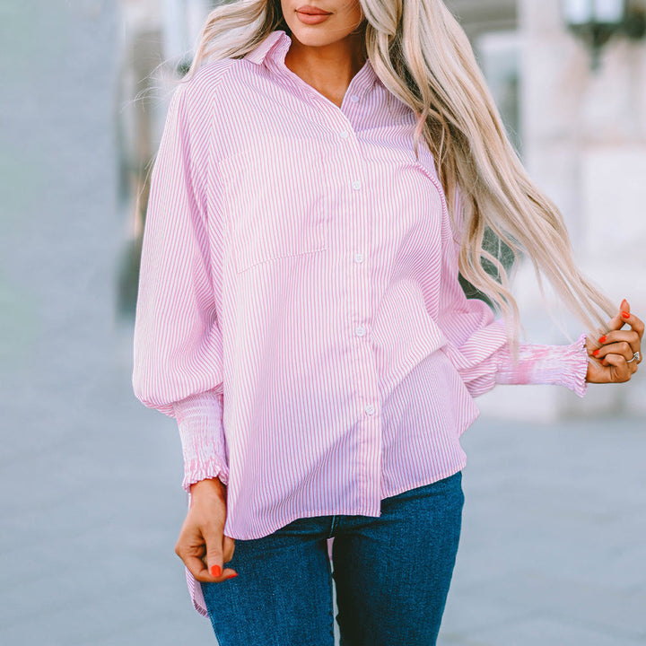 Relaxed Cotton Blend Shirt in Pink — VerolynBoutique