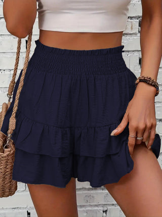 Tiered Ruffle Boho Skort in Navy — VerolynBoutique