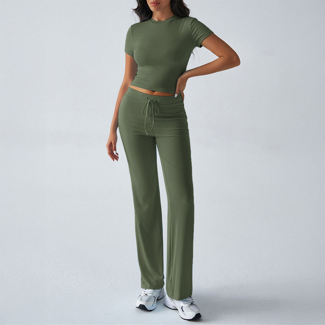 Crop Tee Drawstring Jogger Set in Olive — VerolynBoutique