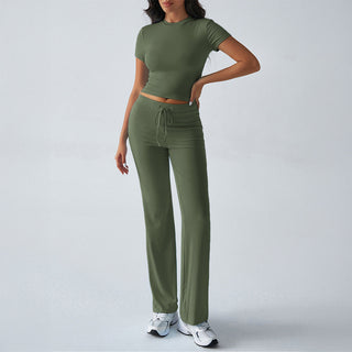 Crop Tee Drawstring Jogger Set in Olive — VerolynBoutique