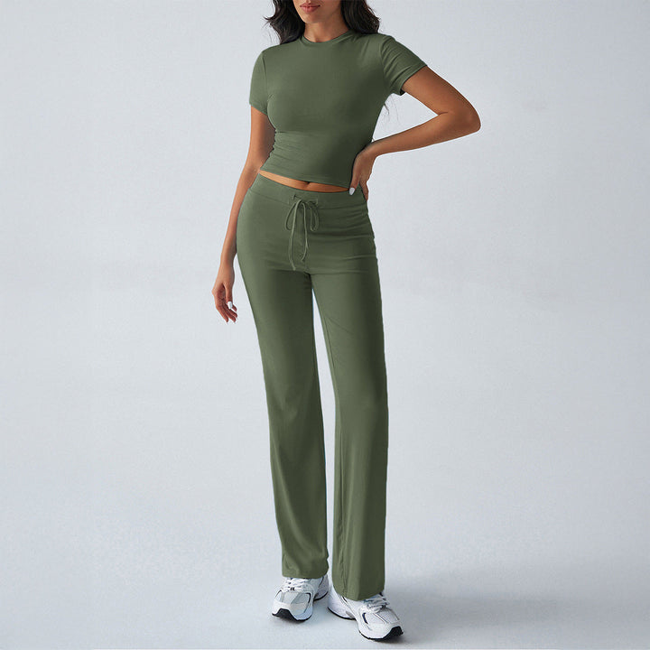 Crop Tee Drawstring Jogger Set in Olive — VerolynBoutique