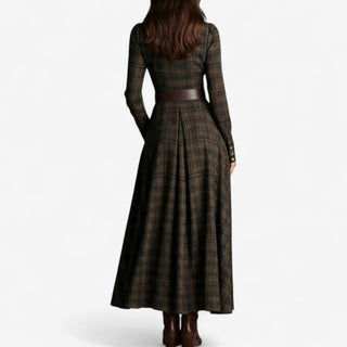 Belted Plaid Maxi Shirt Dress in Brown Plaid — VerolynBoutique