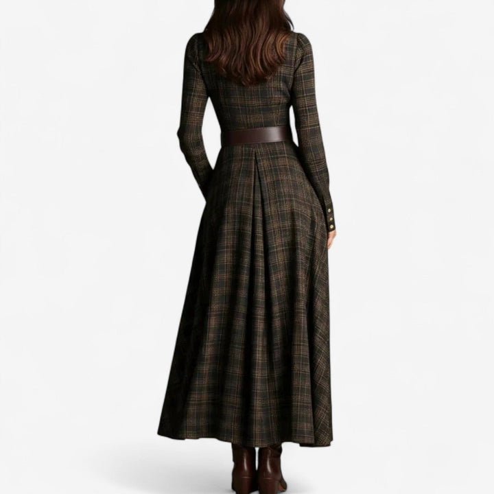 Belted Plaid Maxi Shirt Dress in Brown Plaid — VerolynBoutique