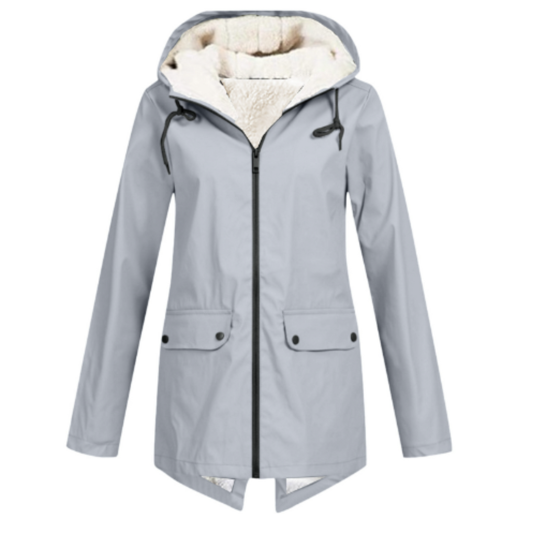 Hooded Waterproof Rain Jacket in Grey — VerolynBoutique
