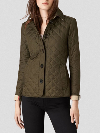 Tailored Diamond Quilted Jacket in Olive — VerolynBoutique