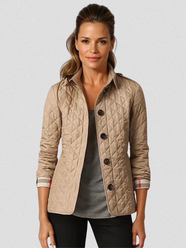 Tailored Diamond Quilted Jacket in Burgundy — VerolynBoutique