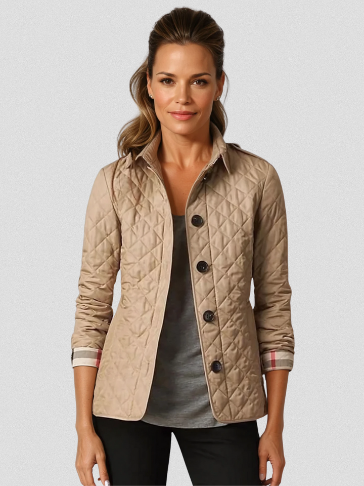Tailored Diamond Quilted Jacket in Burgundy — VerolynBoutique