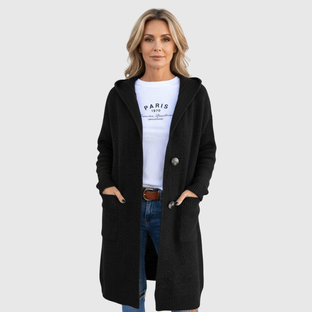 Longline Hooded Knit Cardigan in Beige — VerolynBoutique