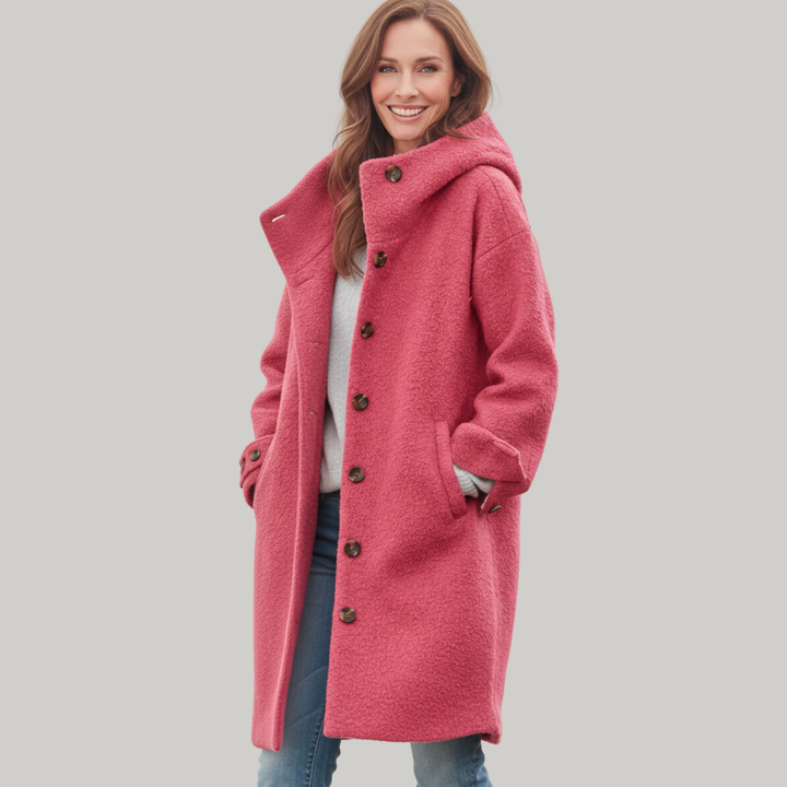 Textured Hooded Longline Coat in Pink — VerolynBoutique