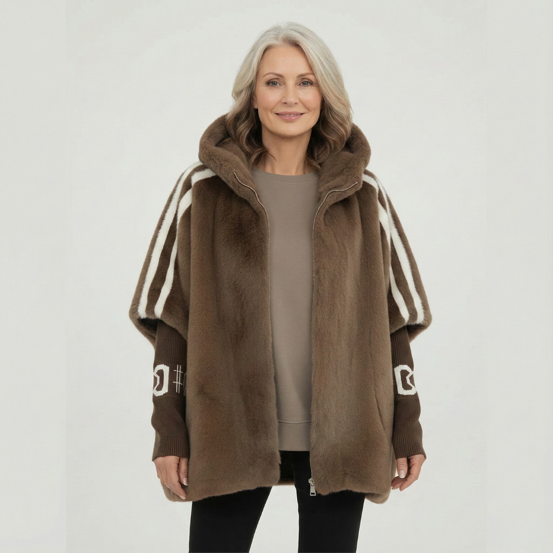 Oversized Hooded Faux Fur Jacket in Brown — VerolynBoutique