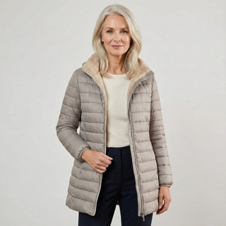 Slim Quilted Plush-Lined Jacket in Grey — VerolynBoutique