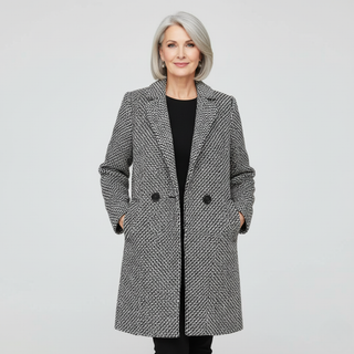 Houndstooth Longline Coat in Grey — VerolynBoutique