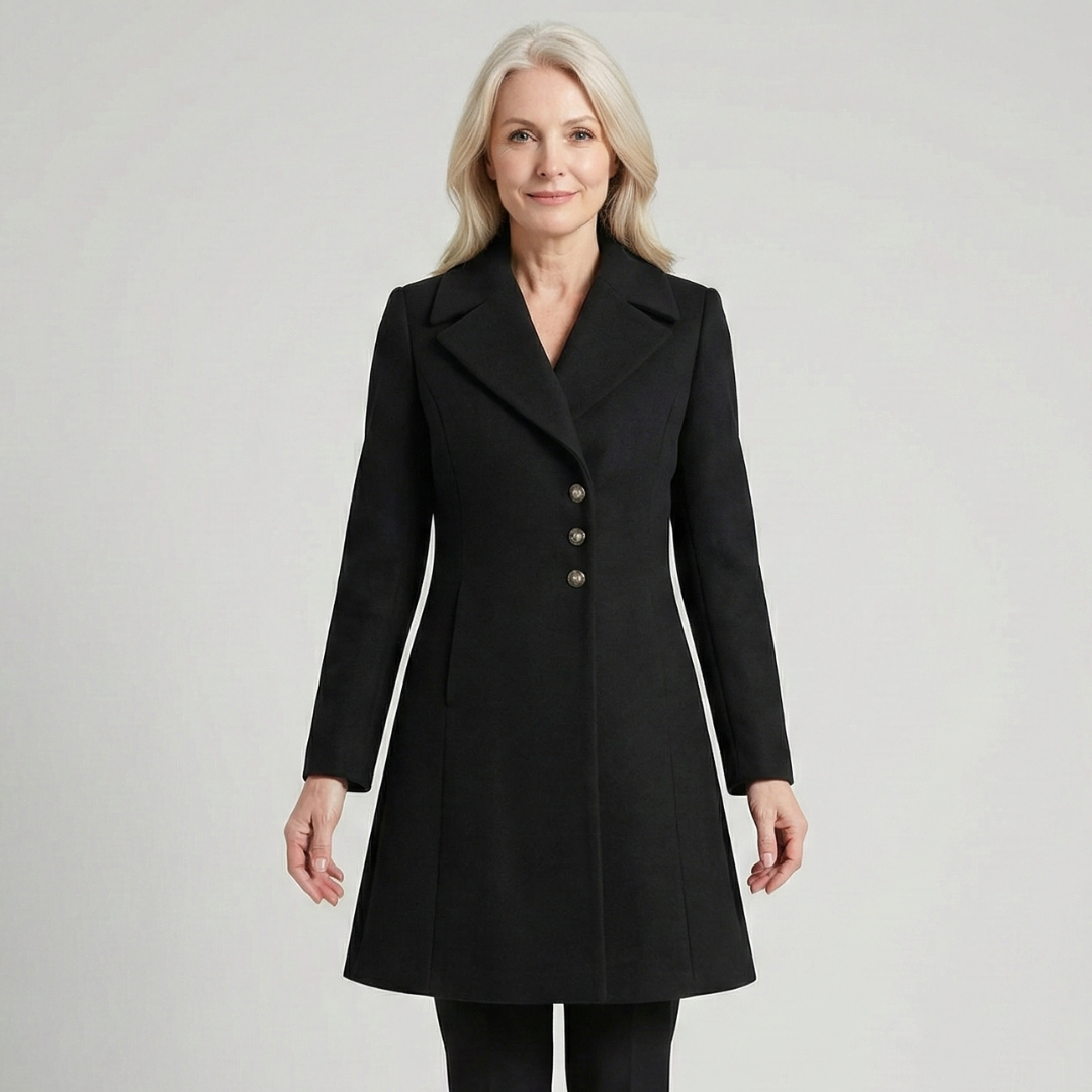 Fitted Notch Lapel Coat in Black — VerolynBoutique