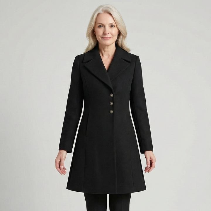 Fitted Notch Lapel Coat in Black — VerolynBoutique