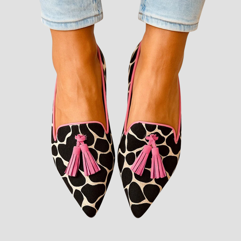 Animal Print Tassel Loafers in Pink — VerolynBoutique