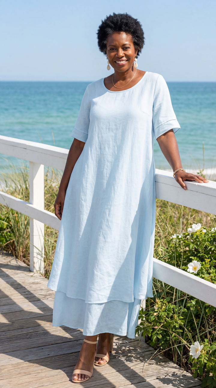 Layered Hem Relaxed Maxi Dress in Pink — VerolynBoutique