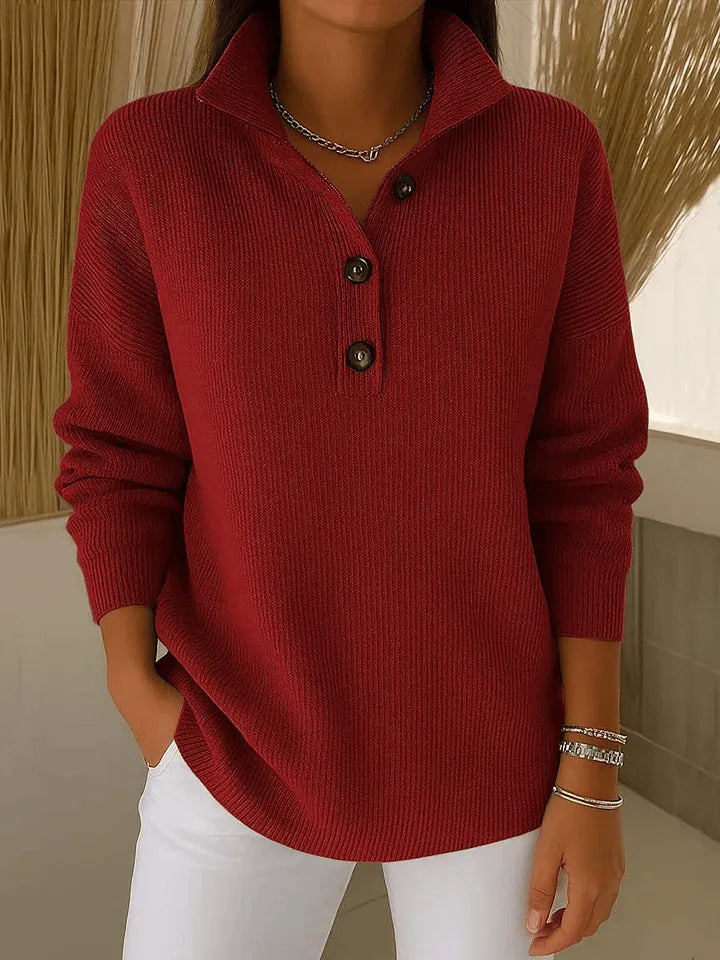 Verolyn jersey polo collar jumper in burgundy