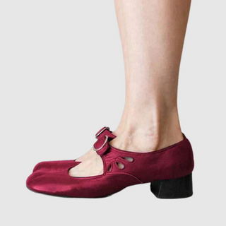 Cutout Buckle Mary Jane Shoes in Black — VerolynBoutique