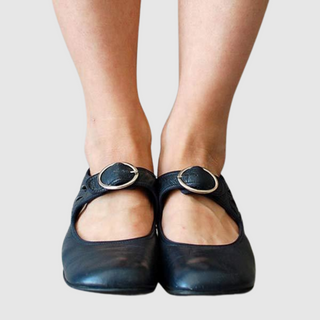 Cutout Buckle Mary Jane Shoes in Black — VerolynBoutique