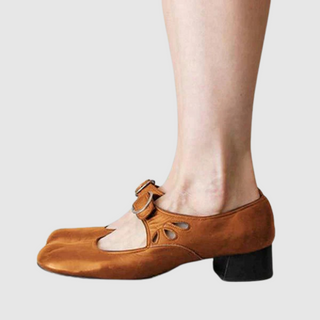 Cutout Buckle Mary Jane Shoes in Black — VerolynBoutique