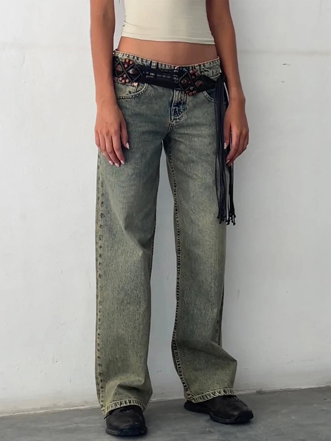 Vintage Wash Baggy Jeans in Sand Wash Blue — VerolynBoutique