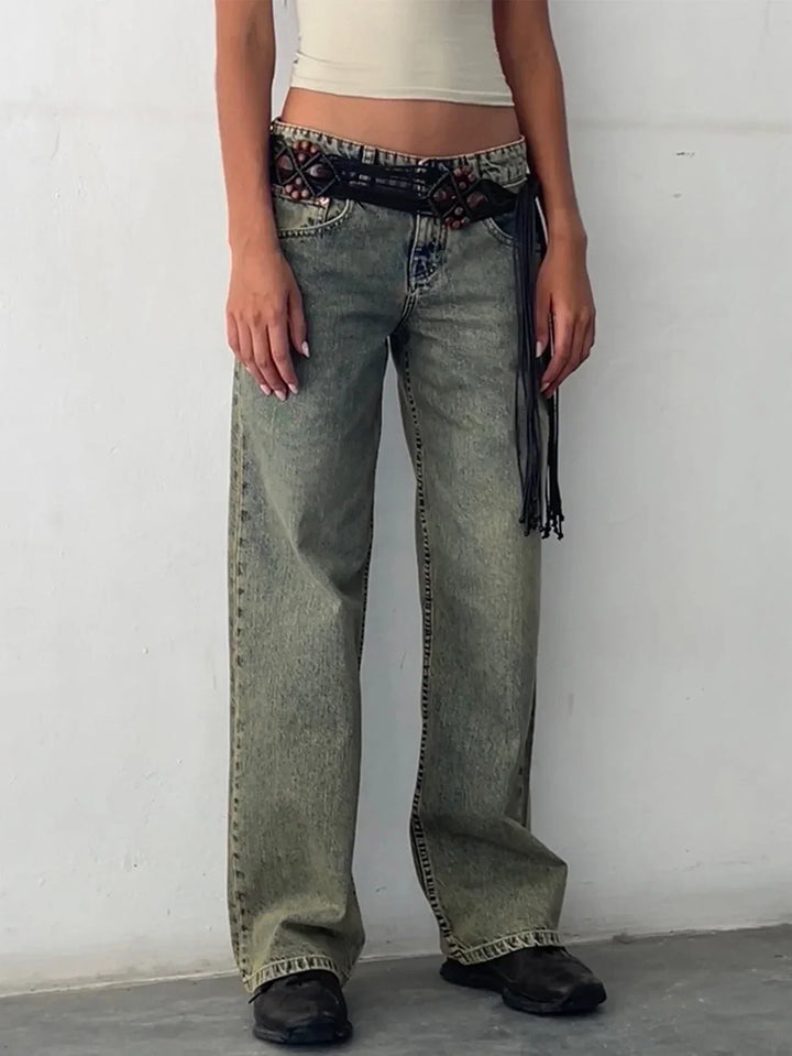 Vintage Wash Baggy Jeans in Sand Wash Blue — VerolynBoutique