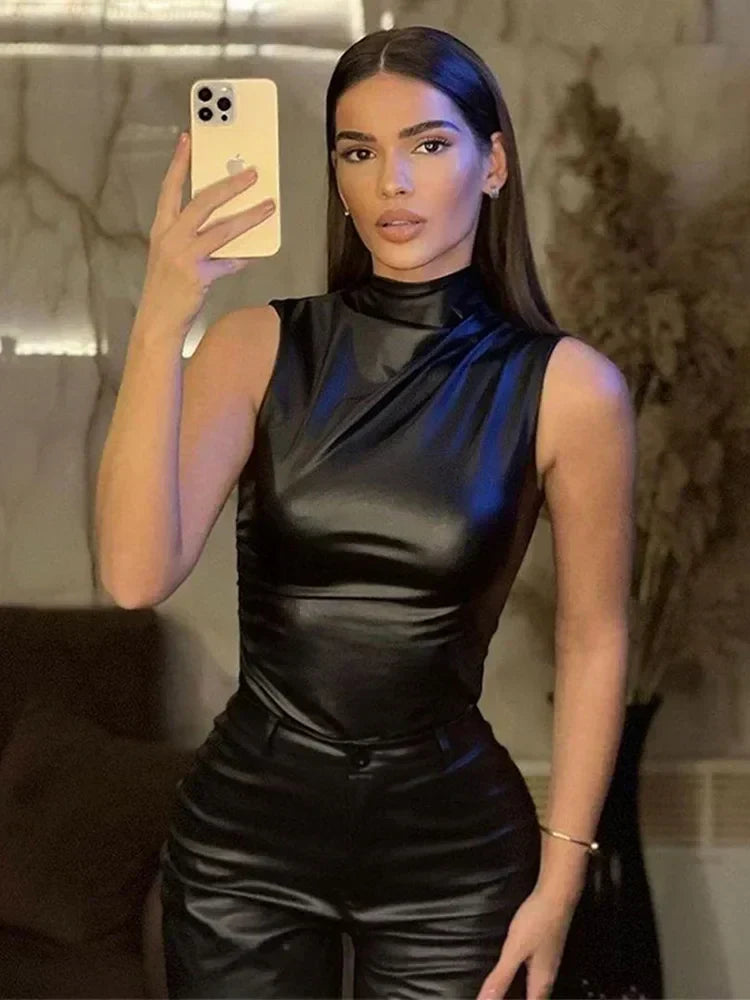 Verolyn - Faux Leather Top