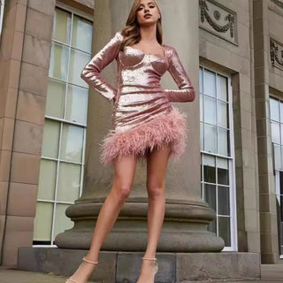 Verolyn - Feather Detail Party Dress