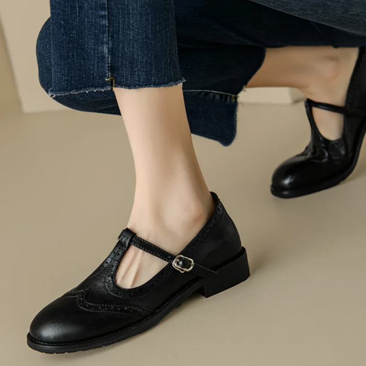 Brogue T-Strap Mary Janes in Brown — VerolynBoutique