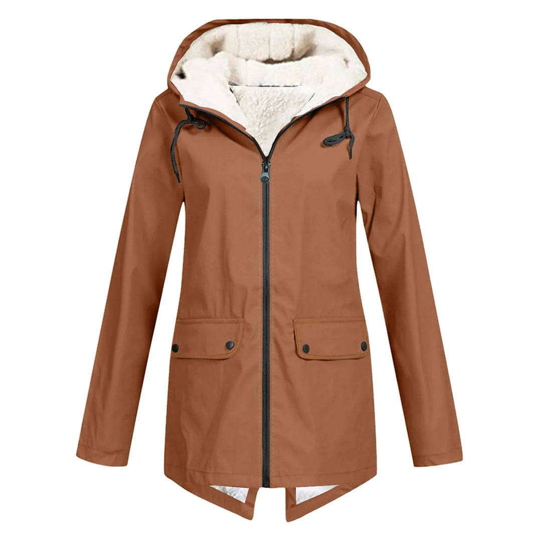 Hooded Waterproof Rain Jacket in Khaki — VerolynBoutique