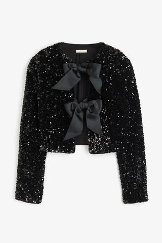 Verolyn - Sequin Bow Neck Blouse