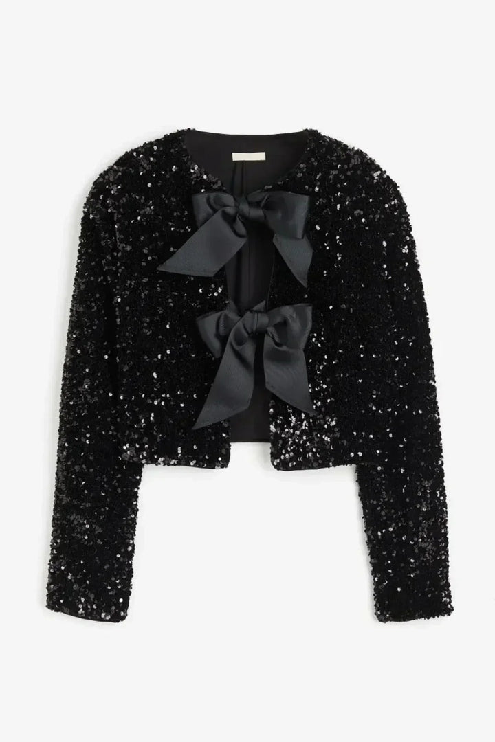 Verolyn - Sequin Bow Neck Blouse