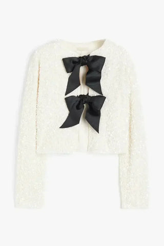 Verolyn - Sequin Bow Neck Blouse