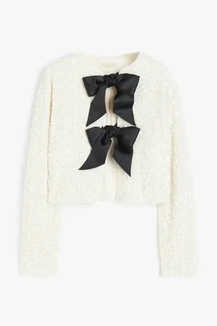 Verolyn - Sequin Bow Neck Blouse