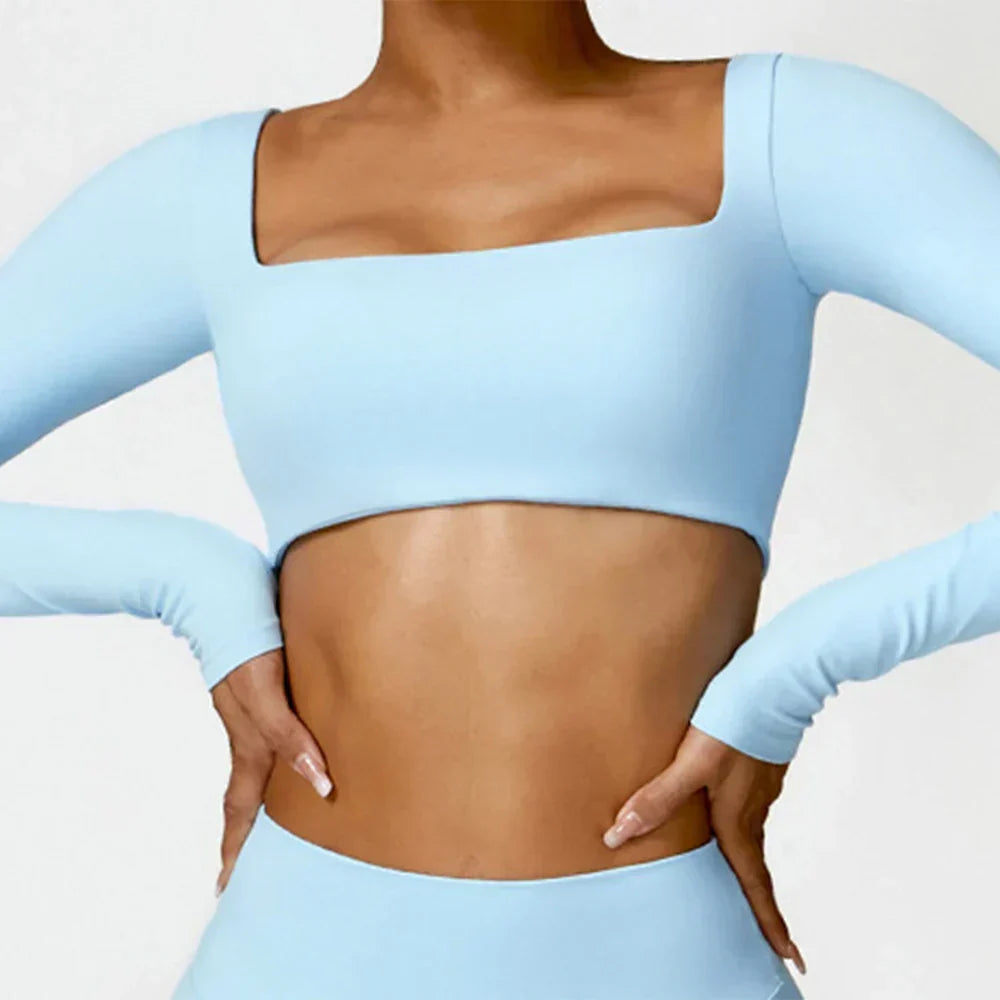 Square Neck Seamless Active Set in Sky Blue — VerolynBoutique